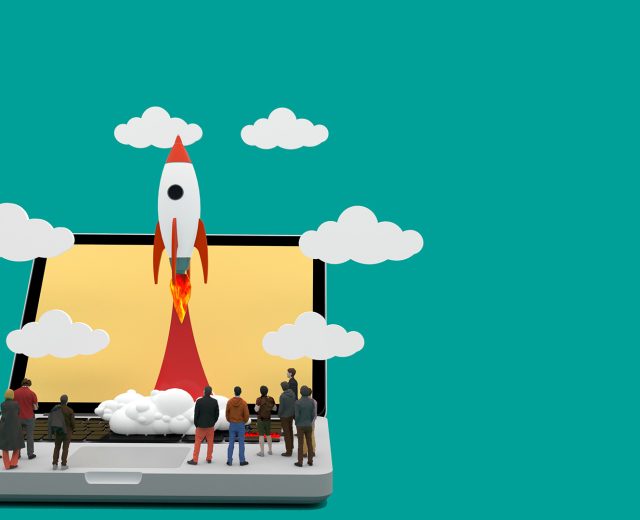 Rocket coming out of laptop
