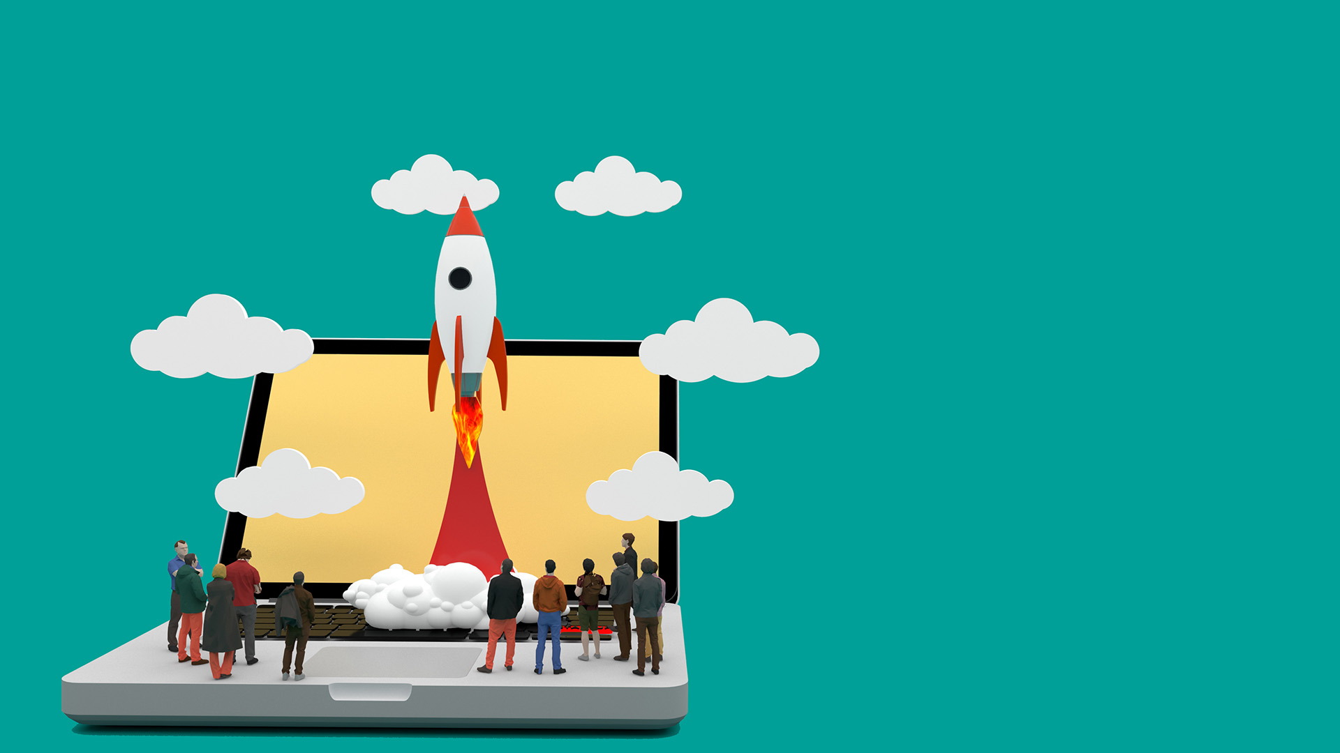 Rocket coming out of laptop