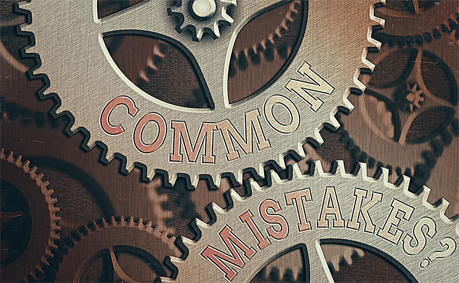 gear photo with common mistakes written on it